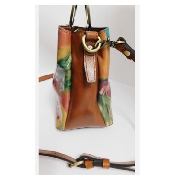 NWT Patricia Nash Floral Leather Satchel Purse Ring Handle Crossbody Boho - Picture 2 of 3